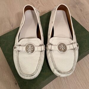 Tory Burch Women's White Leather Loafers